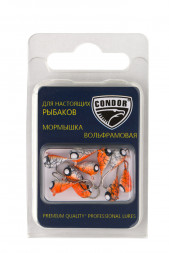 Мормышка вольфрамовая Condor Капля с ушком d 4,0 мм вес 1,04 гр окраска малек, красная-белая мрамор 10 шт