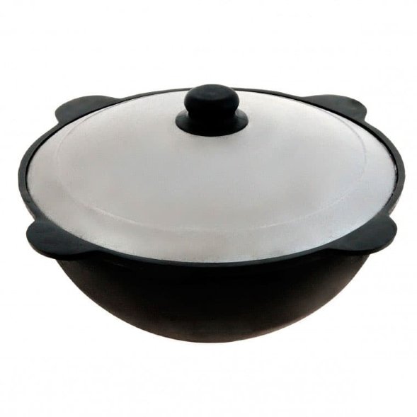 Казан DAVR Metall узбекский чугунный 12 л. плоское дно с крышкой