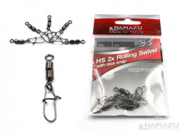 Вертлюг с застежкой Namazu Pro ROLLING RIBBED SWIVEL WITH NICE SNAP, цв. Carbon, р. 1, test-78 кг, к